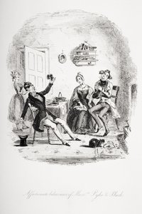 Herrerne Pyke og Plucks kærlige opførsel, illustration fra `Nicholas Nickleby